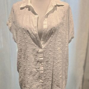 Old Navy White Button Down Shirt Relaxed Notched Collar